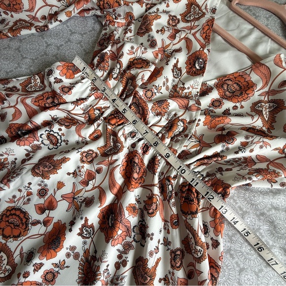 CUPSHE Rust Floral Long Sleeve Mini Dress Size S NWT - Picture 9 of 12